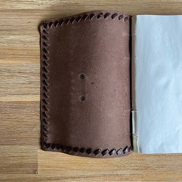 Handmade Brown Genuine Leather Journal Diary Pouch with Brass Clasp Closure - Picture 3 of 14